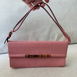 Gucci Pink Bamboo Clutch